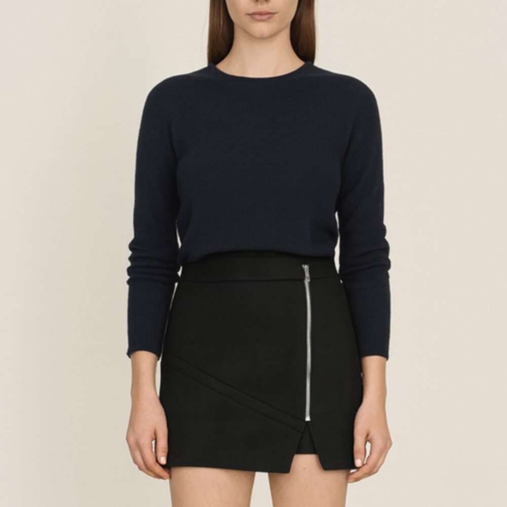 IRO Warol Black Mini Skirt | Asymmetrical Zip Front Modern Chic Size 40 US 8